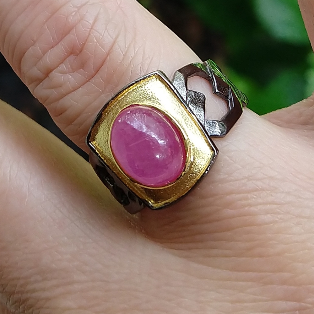 Natural Ruby Sterling Artistic Ring - image 3